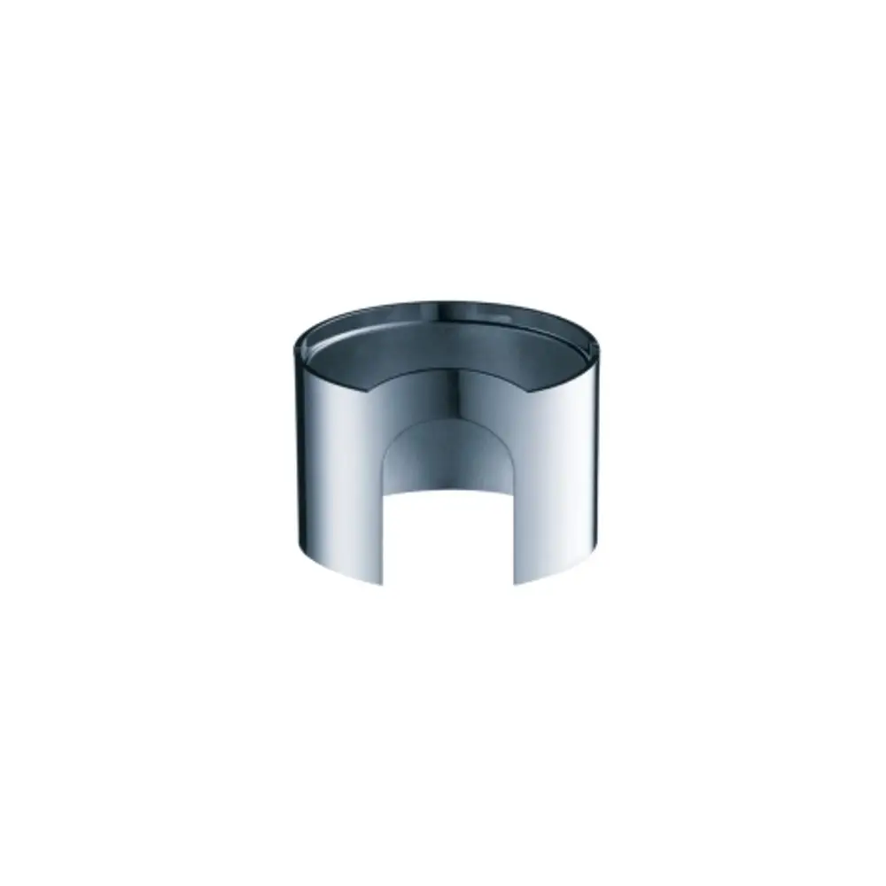 Edelstahl Ventilblende von Hansgrohe, mit offener Vorderseite und runder Form, im eleganten Design für eine ansprechende Raumgestaltung.